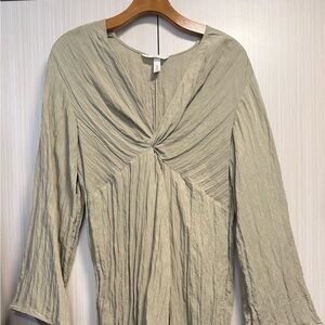 Light Olive/Pea Green Long Sleeve Dress